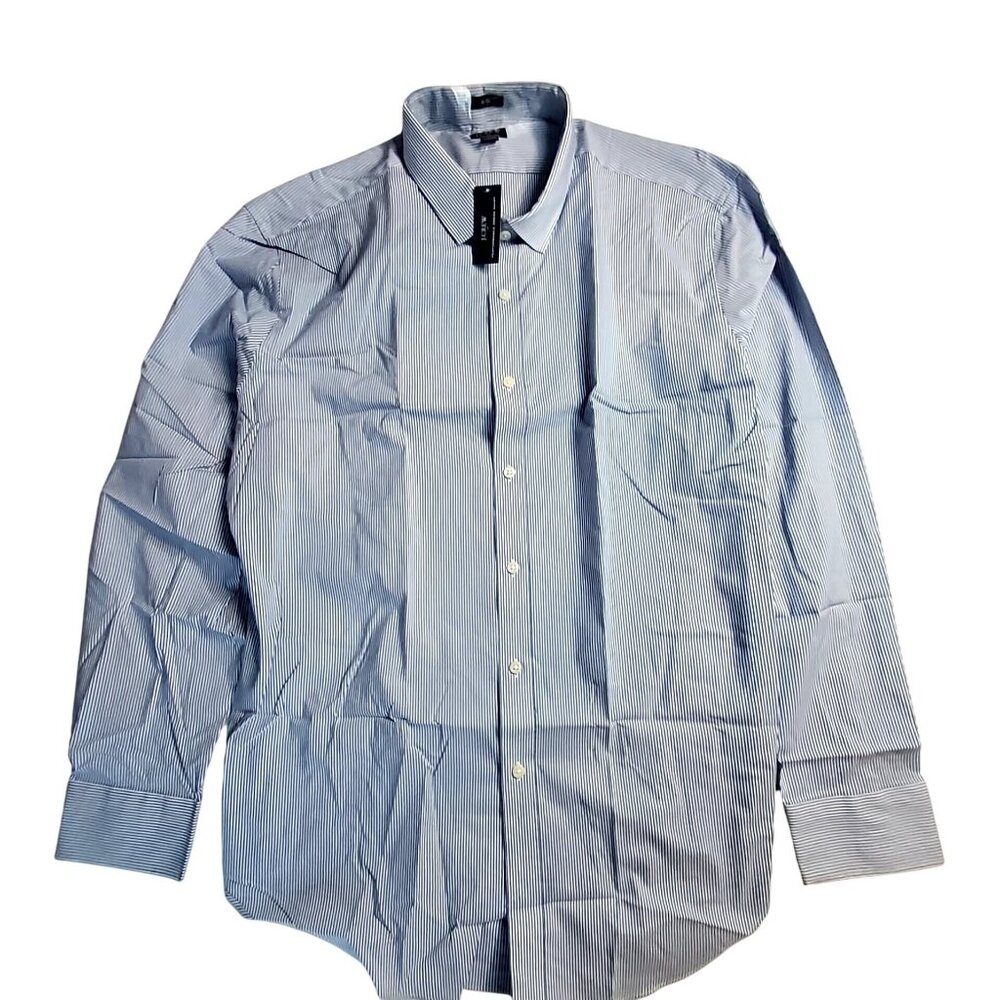 J.Crew Blue & White Striped XXL Performance Dress Shirt -Reimagined Cotton Blend